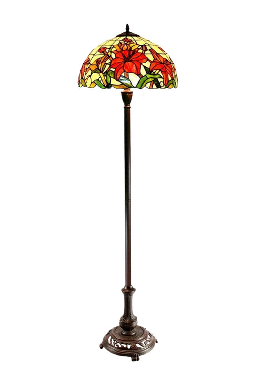 Large 16" Lily Style Stained Glass Tiffany Floor Lamp