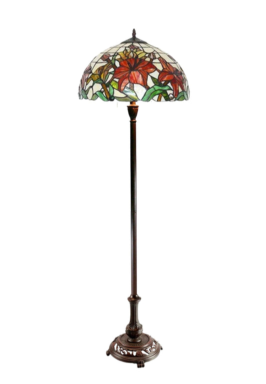 Large 16" Lily Style Stained Glass Tiffany Floor Lamp