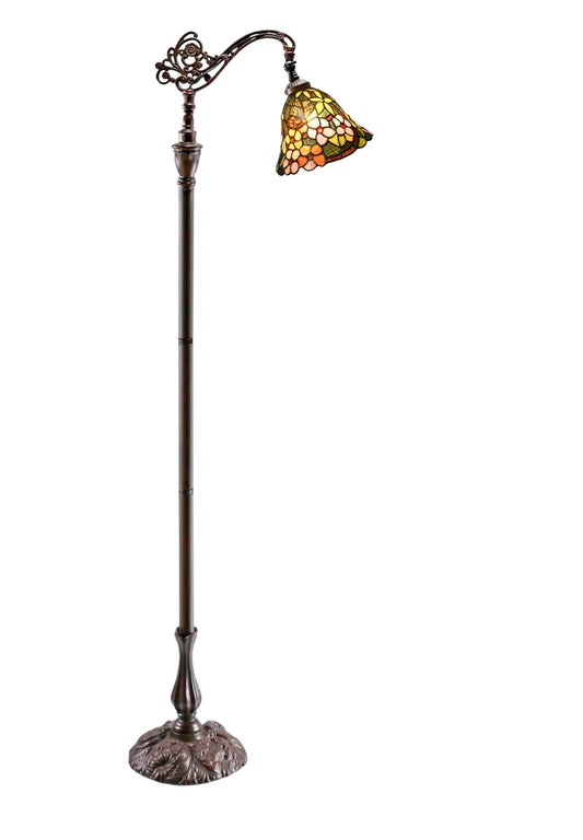 Vivid Buterfly Leadlight Stained Glass Bridge Arm Tiffany Floor Lamp