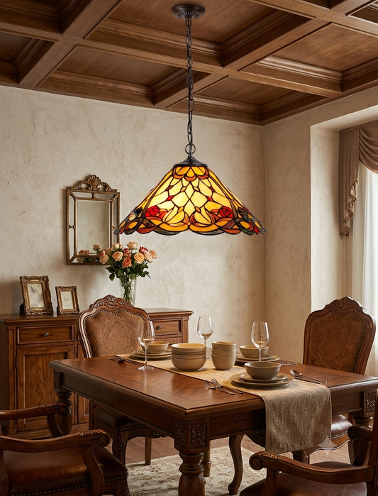 16" Flower Desert Rose Style Tiffany Pendant Light
