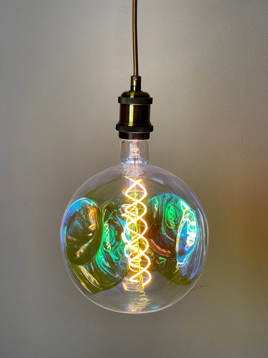Brass Vintage LED Pendant Lights with Extra Large LED Globe Light Bulb Warm Light 4W E27