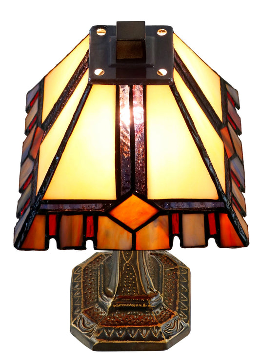 Classical 6" Alcea Square Shade  Mission Style Mini Tiffany Desk Lamp