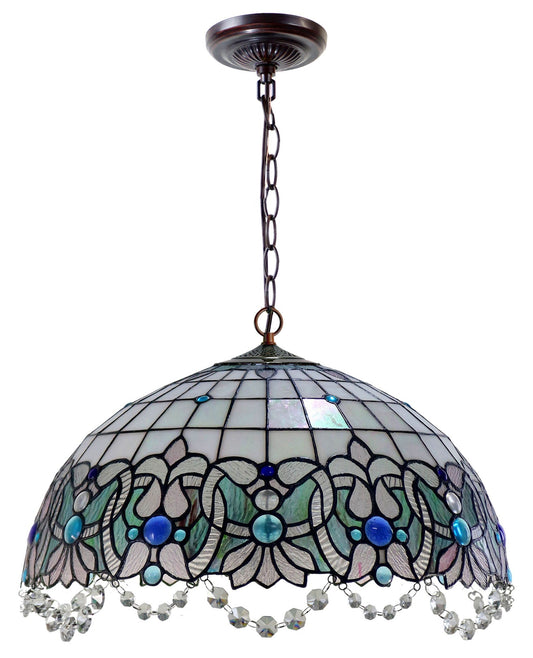 Huge 20" Ocean Blue Art Nouveau Leadlight Tiffany  Pendant Light