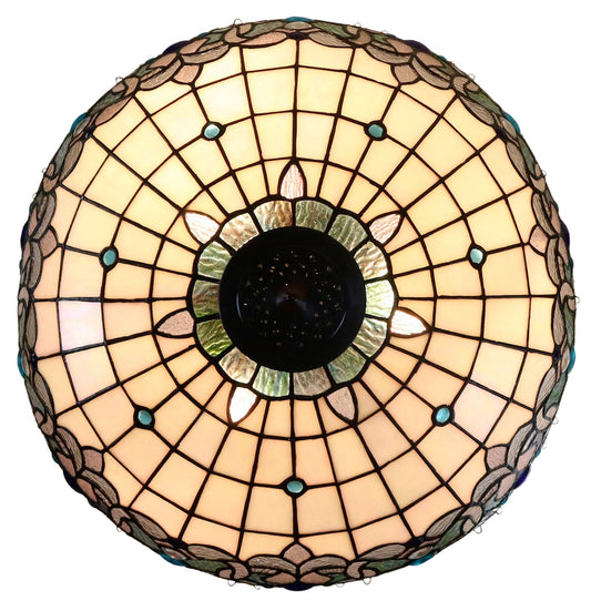 Huge 20" Ocean Blue Art Nouveau Lady Lamp – Handcrafted Stained Glass with Crystal Fringe