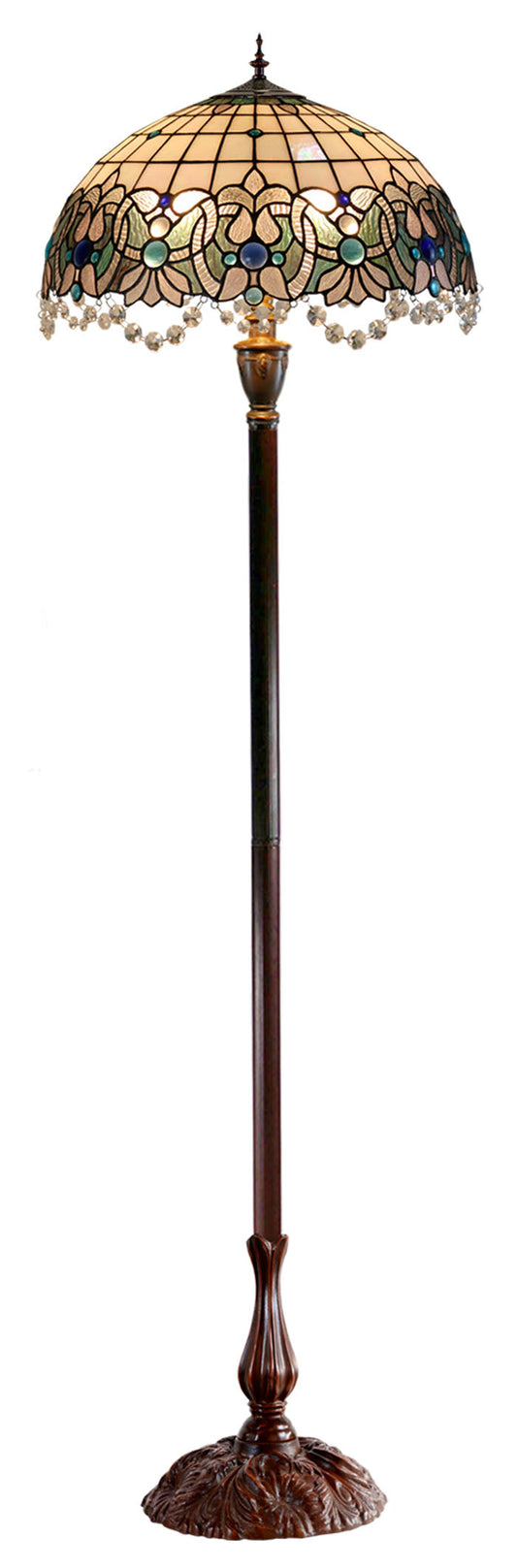 Huge 20" Ocean Blue Jewels Tiffany Floor Lamp