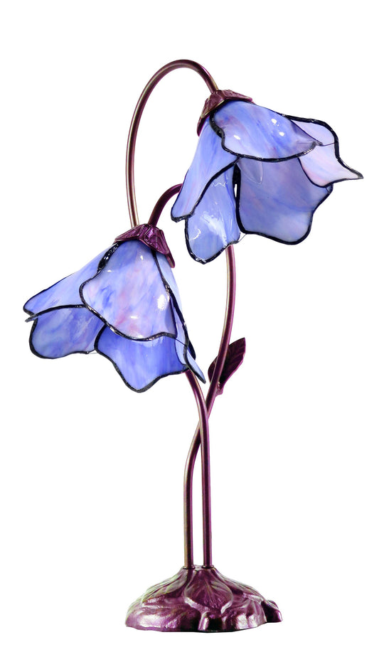 Double Lamp shade Flower Water Lily Style Tiffany Table Lamp*Blue-Purple