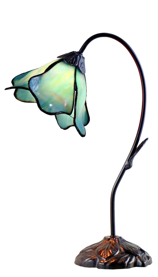 Amazing Flower  Water Lily Style Tiffany Table Lamp* Aqua Blue-Purple-Green