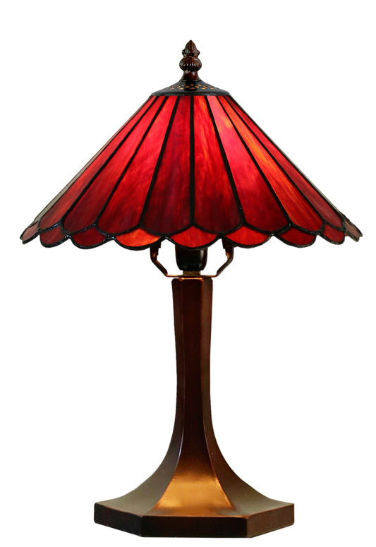 11" Geometric Tiffany Style Stained Glass Table Lamp*Red