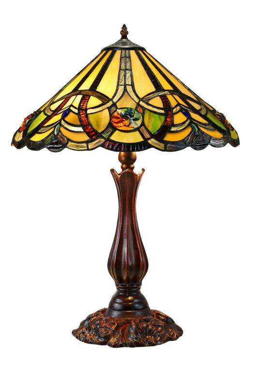16" Large Victorian Ribbon Tiffany Table Lamp Country and Rustic Style Iron base