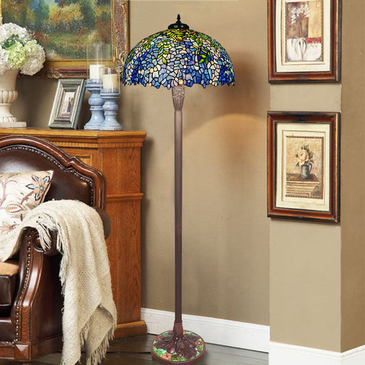 Gorgeous Huge 20" Blue Wisteria Tiffany Floor Lamp With Heavy decor Base