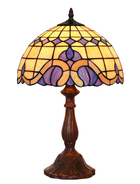 12"  Purple Baroque Tiffany  Style Tiffany Bedside Lamp