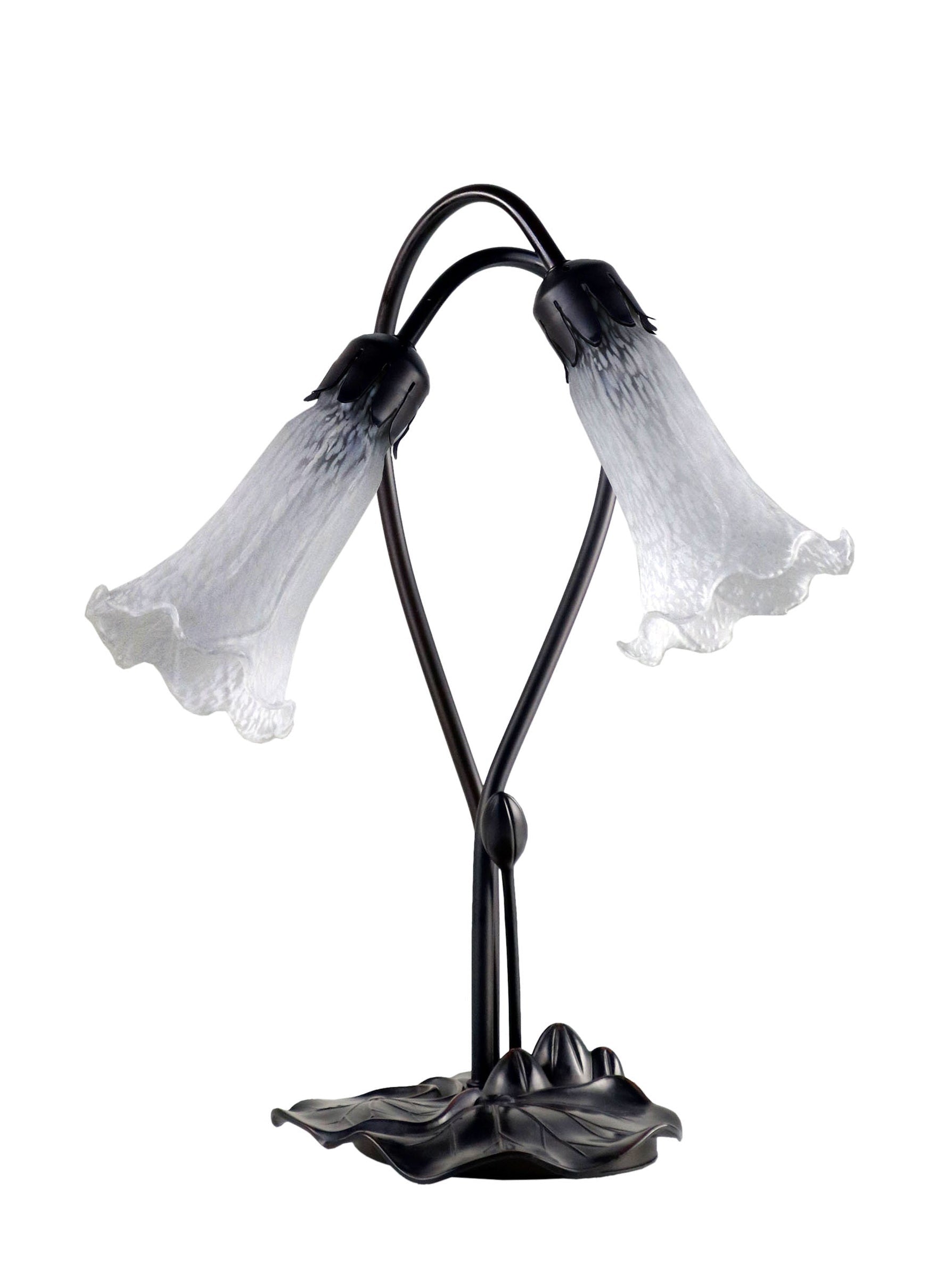 Double Branch Art Deco Tiffany Lily Table Lamp* Snowy White – Tiffany ...