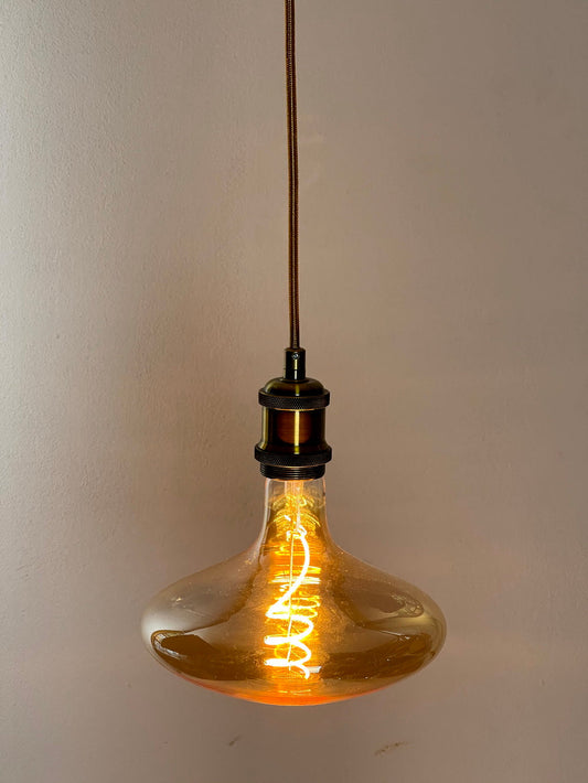 Brass Vintage LED Pendant Lights with Extra Large LED Globe Light Bulb Warm Light 4W E27