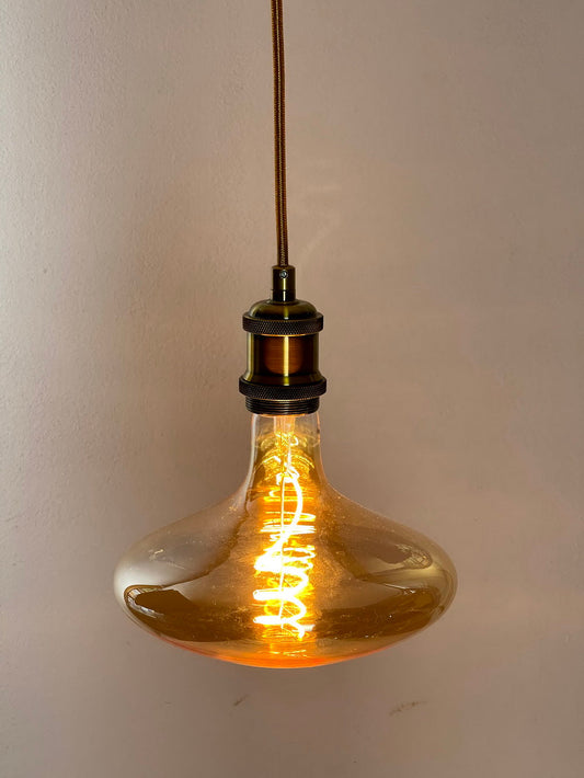 Brass Vintage LED Pendant Lights with Extra Large LED Globe Light Bulb Warm Light 4W E27