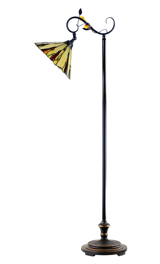 13" Curved line design Stained Glass Edwardian Bridge Arm Floor Lamp – Elegant Light, Designed for Comfort