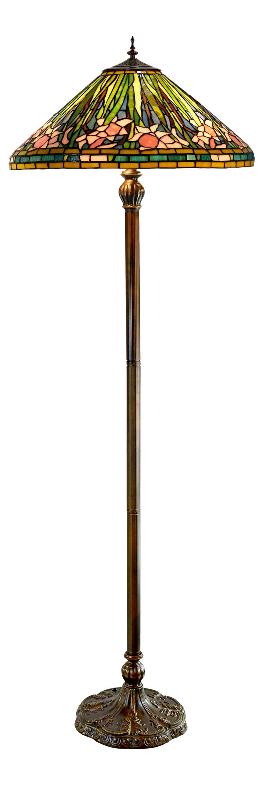 Gorgeous Huge 20" Legend Collection Daffodil Flower Tiffany Floor Lamp