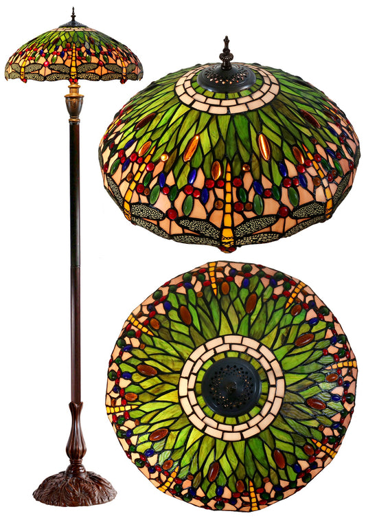 18" Classical Green Dragonfly  Stained Glass Tiffany Floor Lamp