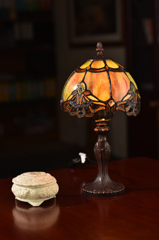 Elegant 8" Bloodstone color Baroque Style Tiffany Mini Lamp