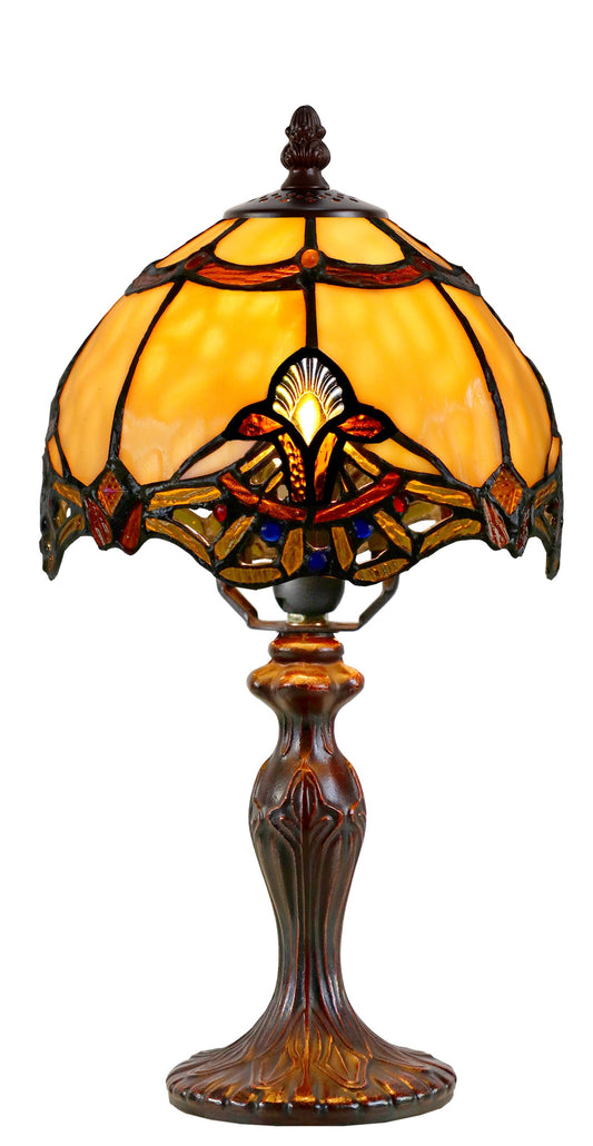 Elegant 8" Beige Baroque Style Tiffany Mini Lamp