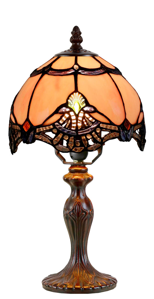 Lavender Pink Stunning 8" Rococo Style curved Glass Tiffany Mini Lamp