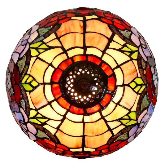 12" Traditional Red Rose Style Tiffany Table Bedside Lamp