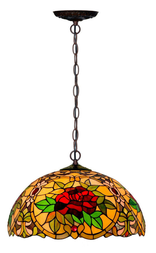 Large 20 " Red Camellia Style Leadlight Tiffany  Pendant Light Down light