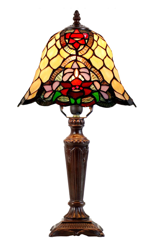 10"  Flower Poppy Tiffany Style Stained Glass Table Lamp