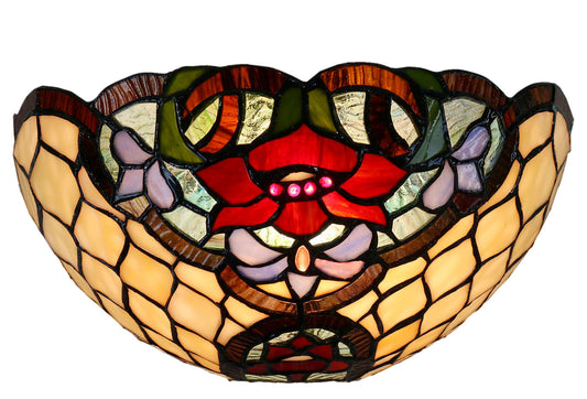 12" Flower Poppy Tiffany Style Stained Glass Wall Sconces