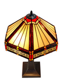 Tiffany Lamp Hexagon Shade Stained Glass Table Lamp  with Intricate Filigree Accent