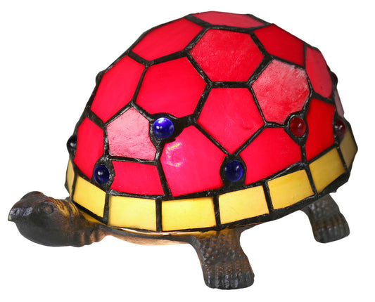 Red Turtle Tiffany Leadlight Art Deco Stained Glass Accent Lamp