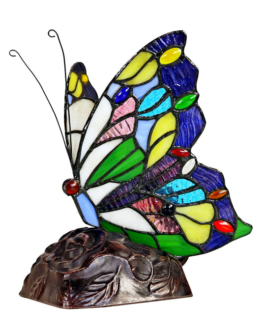 Colorful Butterfly  Tiffany Leadlight Stained Glass Art Deco Table Lamp