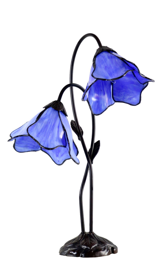 Double Lamp shade Flower  Water Lily Style Tiffany Table Lamp*blue