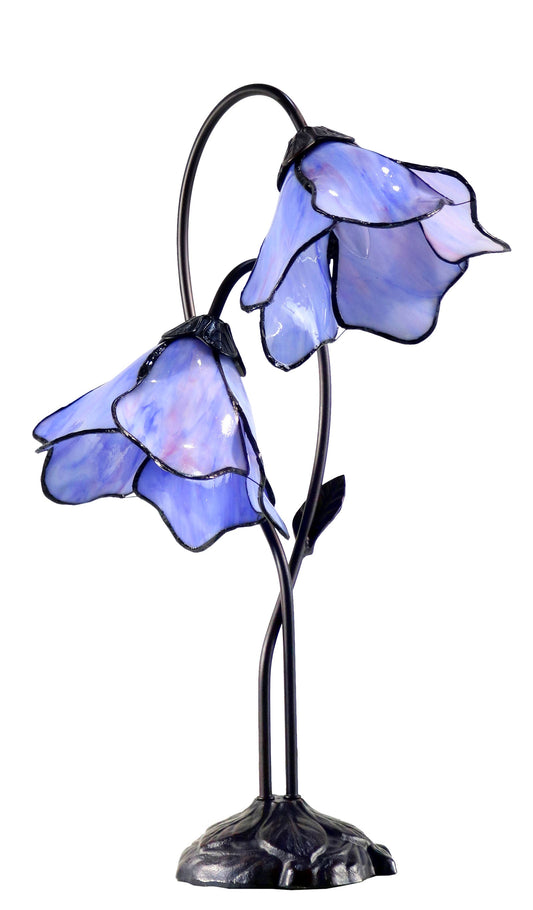 Double Lamp shade Flower  Water Lily Style Tiffany Table Lamp*Blue-Purple