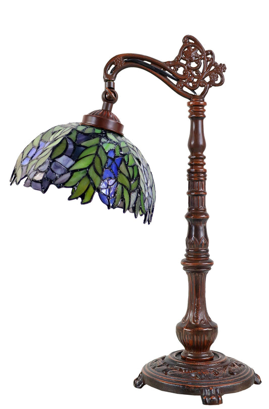 Honey Locust Style Leadlight Stained Glass Bridge Arm Tiffany  Table Lamp