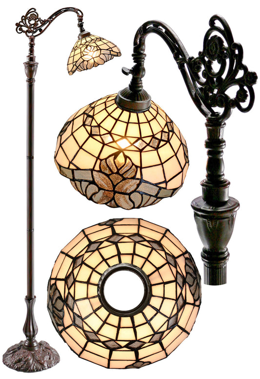 Baroque Style Vienna Leadlight Stained Glass Bridge Arm Tiffany Floor Lamp