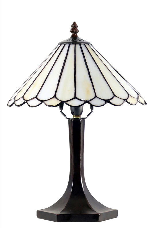 11"  Straight Panels Cone Tiffany Style Stained Glass Table Lamp*Beige