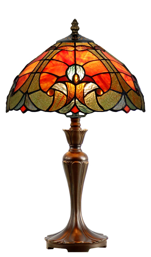 Flowing Color Collection@12" Amor Red Tiffany Bedside Lamp