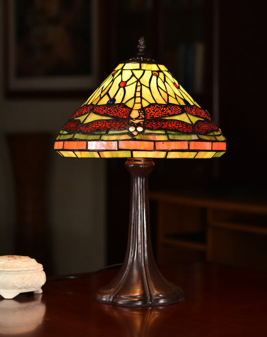 12"  Classical Dragonfly Style Tiffany Bedside Lamp