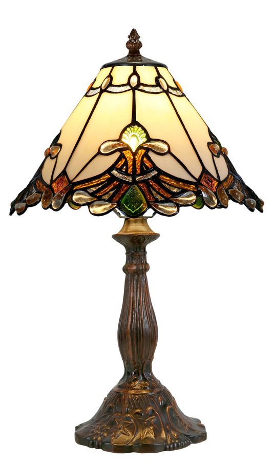 Stunning 12" White Jewel Carousel Tiffany Bedside Lamp
