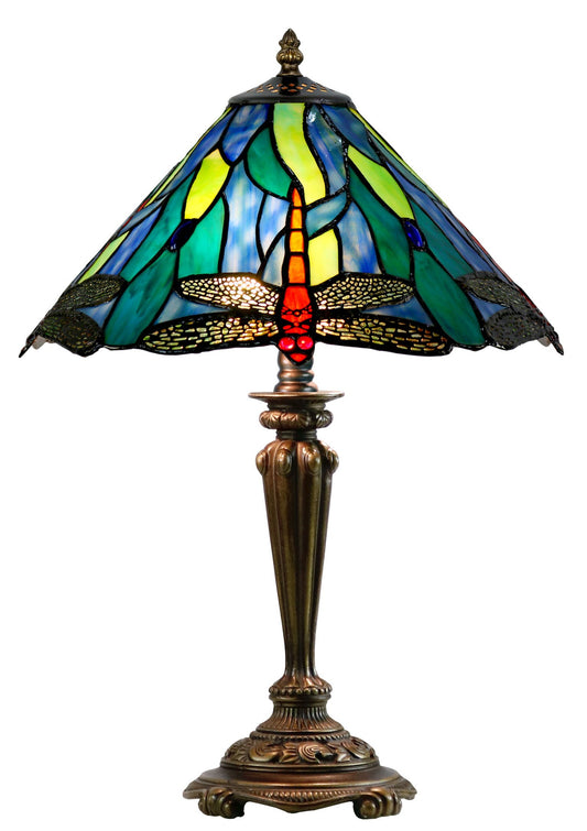 14" Blue Dragonfly Tiffany Bedside Lamp