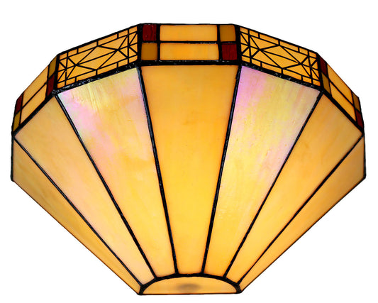 Ivory white  Mission Stained Glass Tiffany Wall Light  with  Double Intricate Filigree Accent