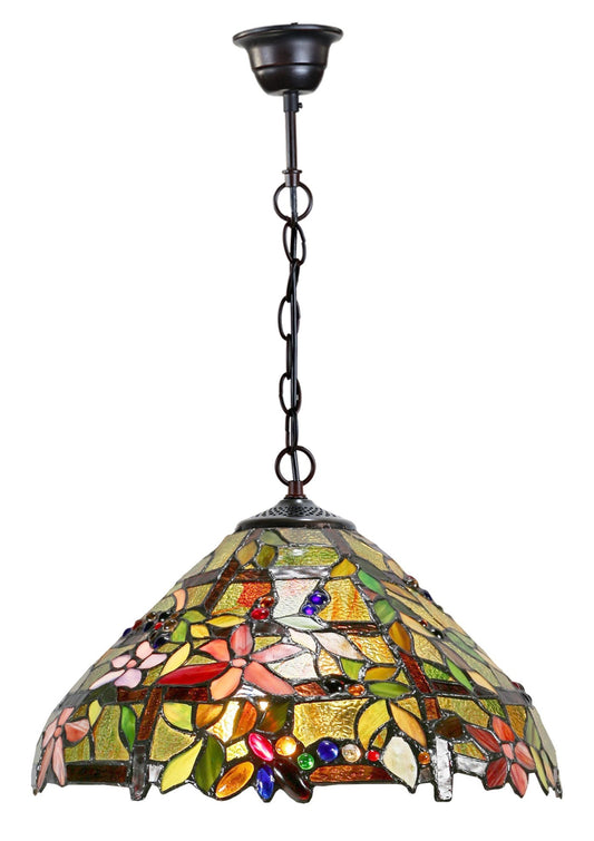 16" Flower Clematis Trellis  Tiffany  Pendant Light