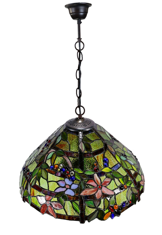 16" Flower Clematis Trellis  Tiffany  Pendant Light