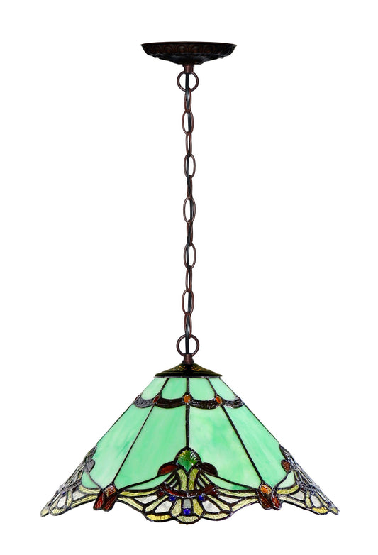14" Green Jewel Carousel  Tiffany Stained Glass Shade Downlight Tiffany Pendant Lights