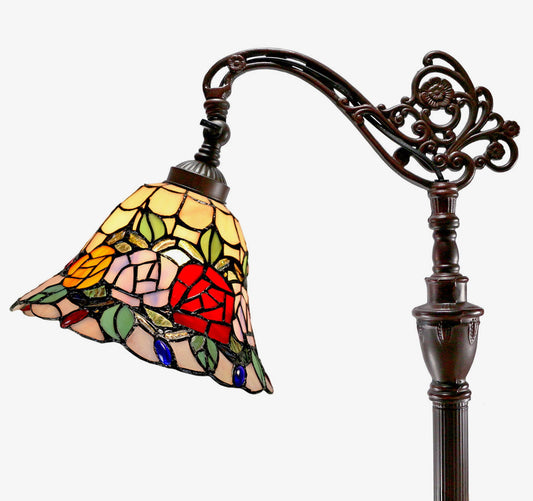 New Arrivals@Rose Style Leadlight Stained Glass Bridge Arm Tiffany  Floor Lamp