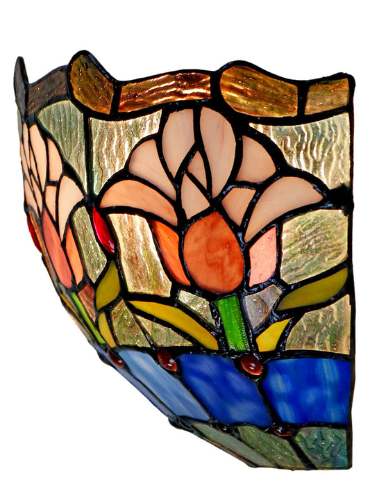 Tulip Tiffany Style Stained Glass Wall Sconce