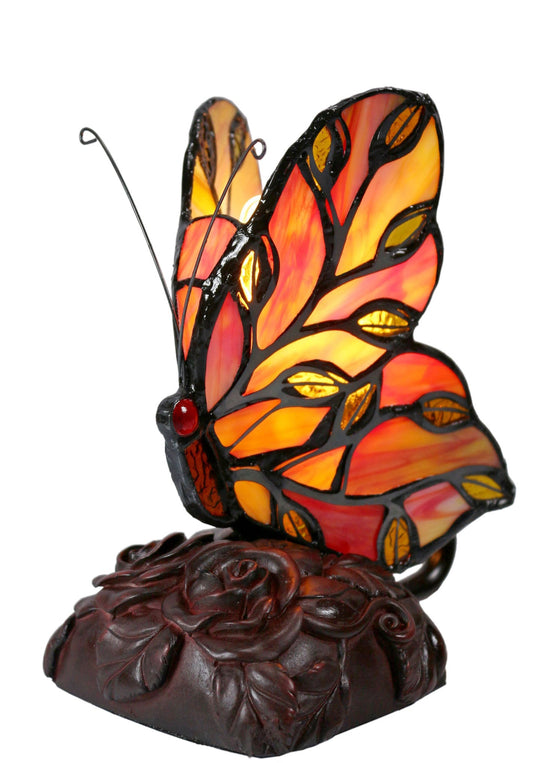 Cute Red Butterfly  Tiffany Leadlight Stained Glass Art Deco Table Lamp