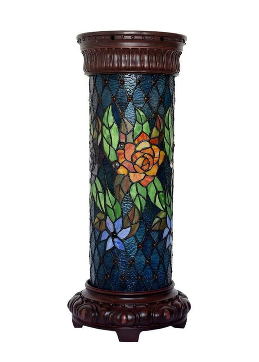 Art Deco Round Floral Style Roman Column Floor Lamp