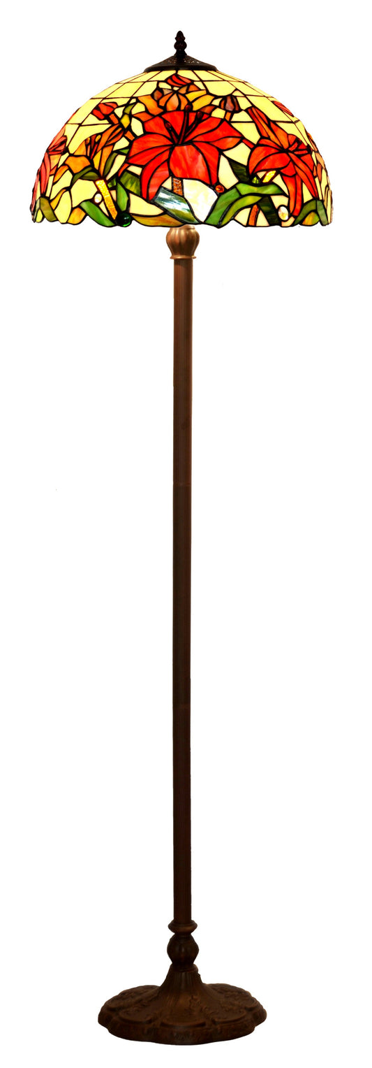 Large 16" Lily Style Stained Glass Tiffany Floor Lamp