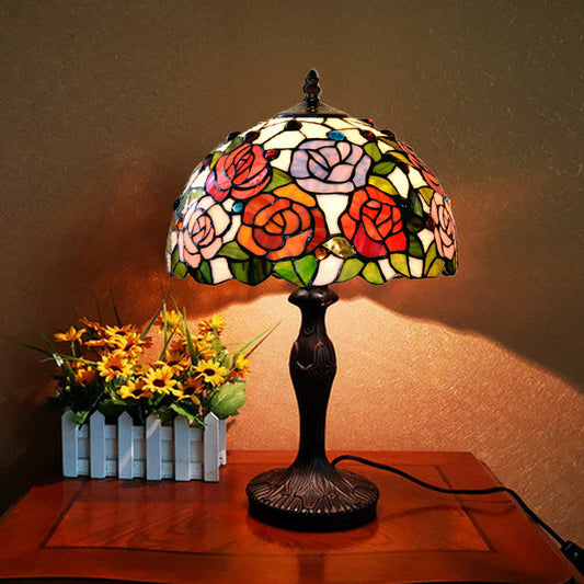 12" Rose Style Tiffany Bedside Lamp